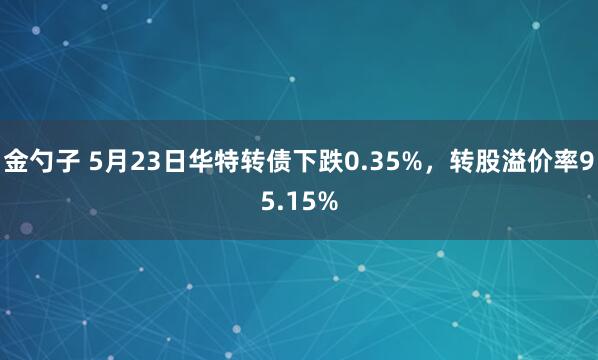 金勺子 5月23日华特转债下跌0.35%，转股溢价率95.15%
